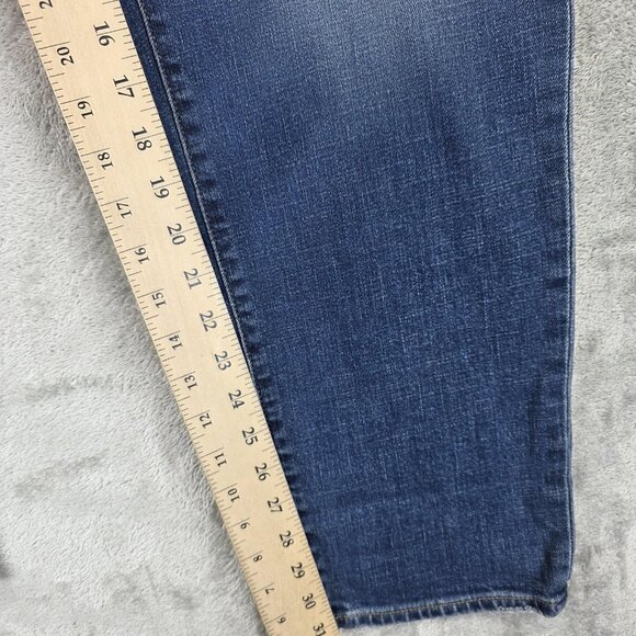 Gap Jeans Womens 33 Tall Blue Girlfriend Mid Rise Tapered Denim Low Stretch - Picture 8 of 15